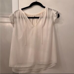 Aritzia Cream Blouse with Ruffle Sleeves